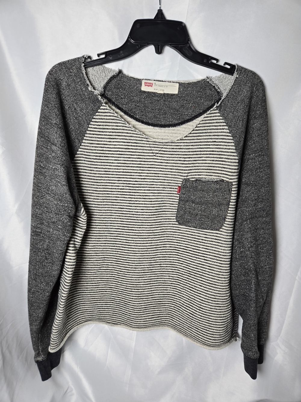 Levi's Women's Gray Striped Crewneck Sweater